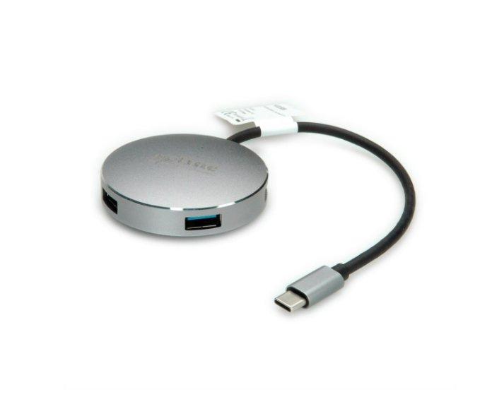 Roline  14.02.5036 hub di interfaccia USB 3.2 Gen 1 (3.1 Gen 1) Type-C 5000 Mbit/s Nero, Acciaio inossidabile 
