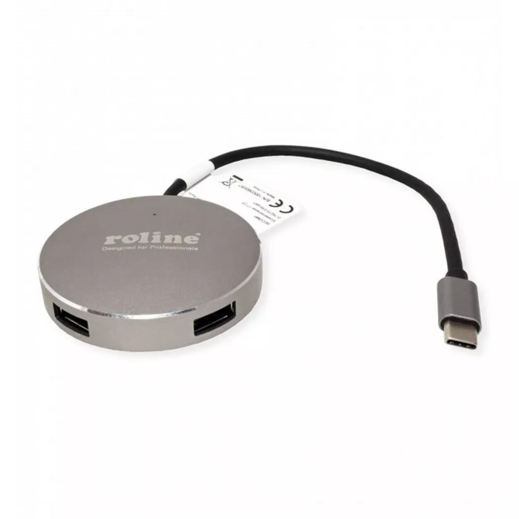 ROLINE USB 3.2 Gen 1 Hub, rund, 4fach, Typ C Anschlusskabel