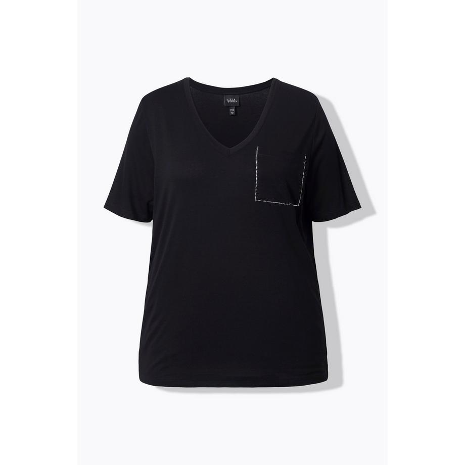 Ulla Popken T-shirt Taschino Scollo a V Mezze Maniche  