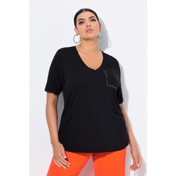 T-shirt con taschino, scollo a V e mezze maniche