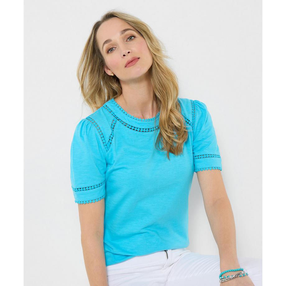 Jersey-T-Shirt mit Rundhalsausschnitt und Durchbruchdetails