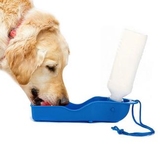 eStore  Borraccia per cani con ciotola incorporata, 250 ml - Blu 