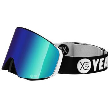APEX Magnet Ski Snowboard Goggles verde a specchio/argento