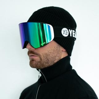 YEAZ  APEX Masque de ski/snowboard avec écran aimanté vert / logo blanc 