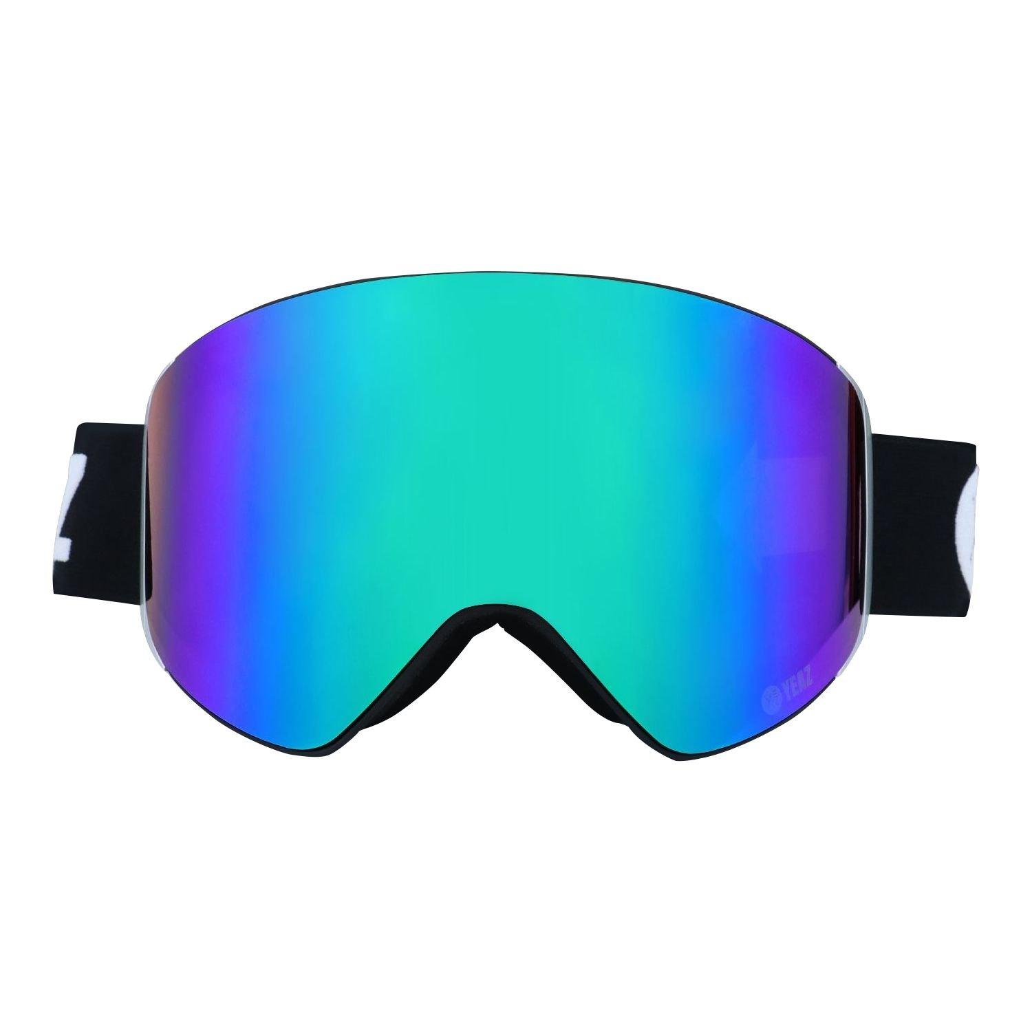 YEAZ  APEX Magnet Ski Snowboard Goggles verde a specchio/argento 