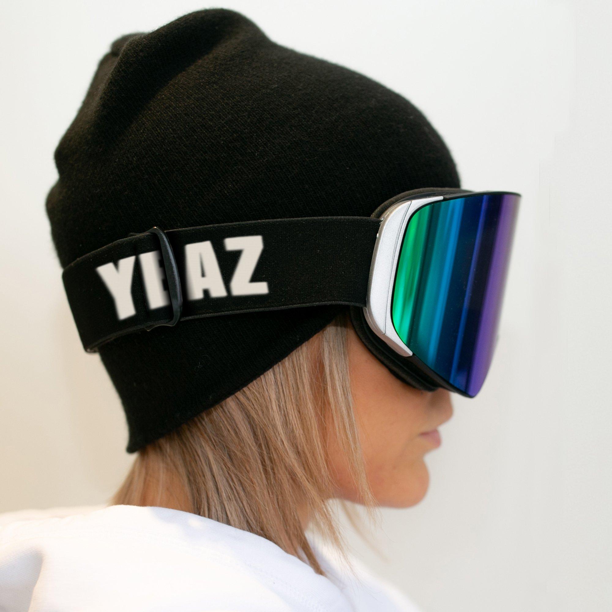 YEAZ  APEX Magnet Ski Snowboard Goggles verde a specchio/argento 