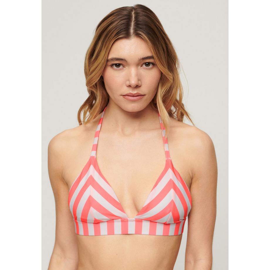 Superdry Top bikini a triangolo con scollo all'americana a righe da donna  