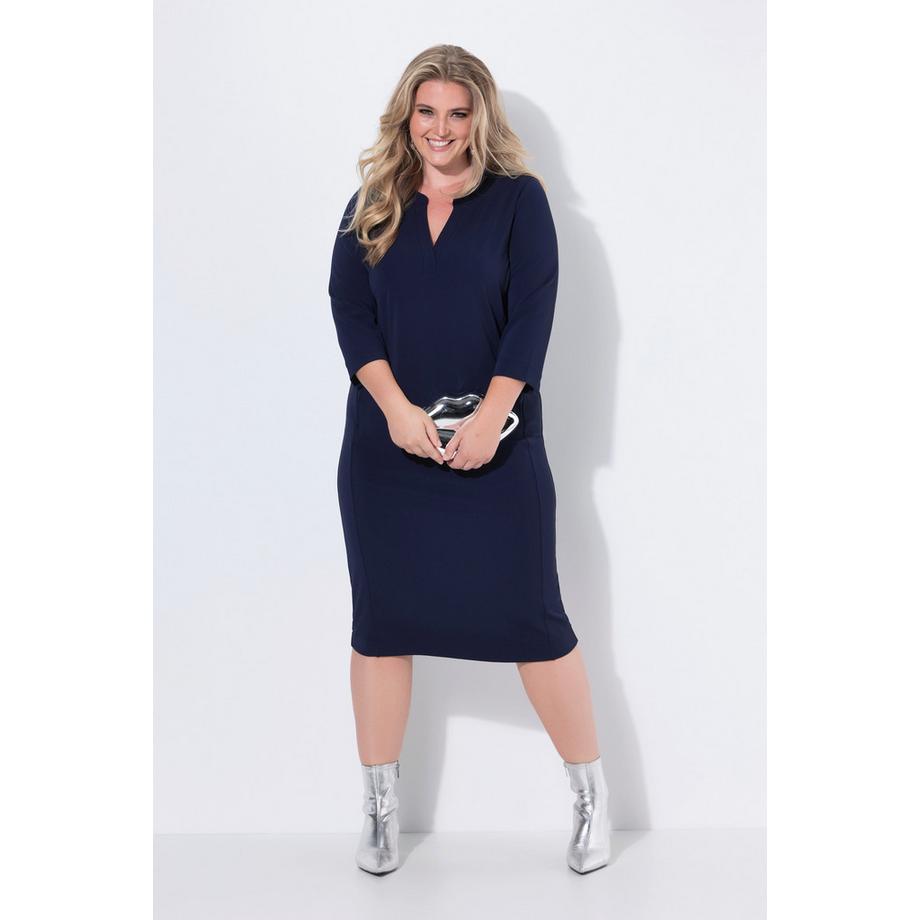 Ulla Popken Robe Col Tunisien Manches 3/4 Poches  