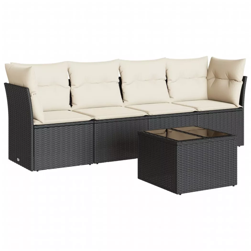 VidaXL - set divano da giardino Polirattan, One Size, Nero