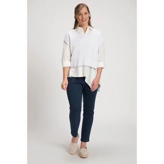 Ulla Popken  Pull, oversize, col rond, sans manches, coton bio 