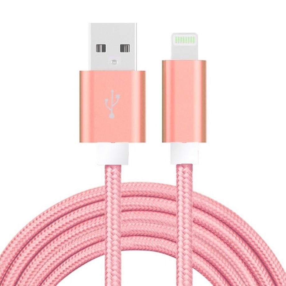 USB-Kabel mit Lightning-Anschluss für iPhone und iPad, 2,1 A, 2 m – Pink