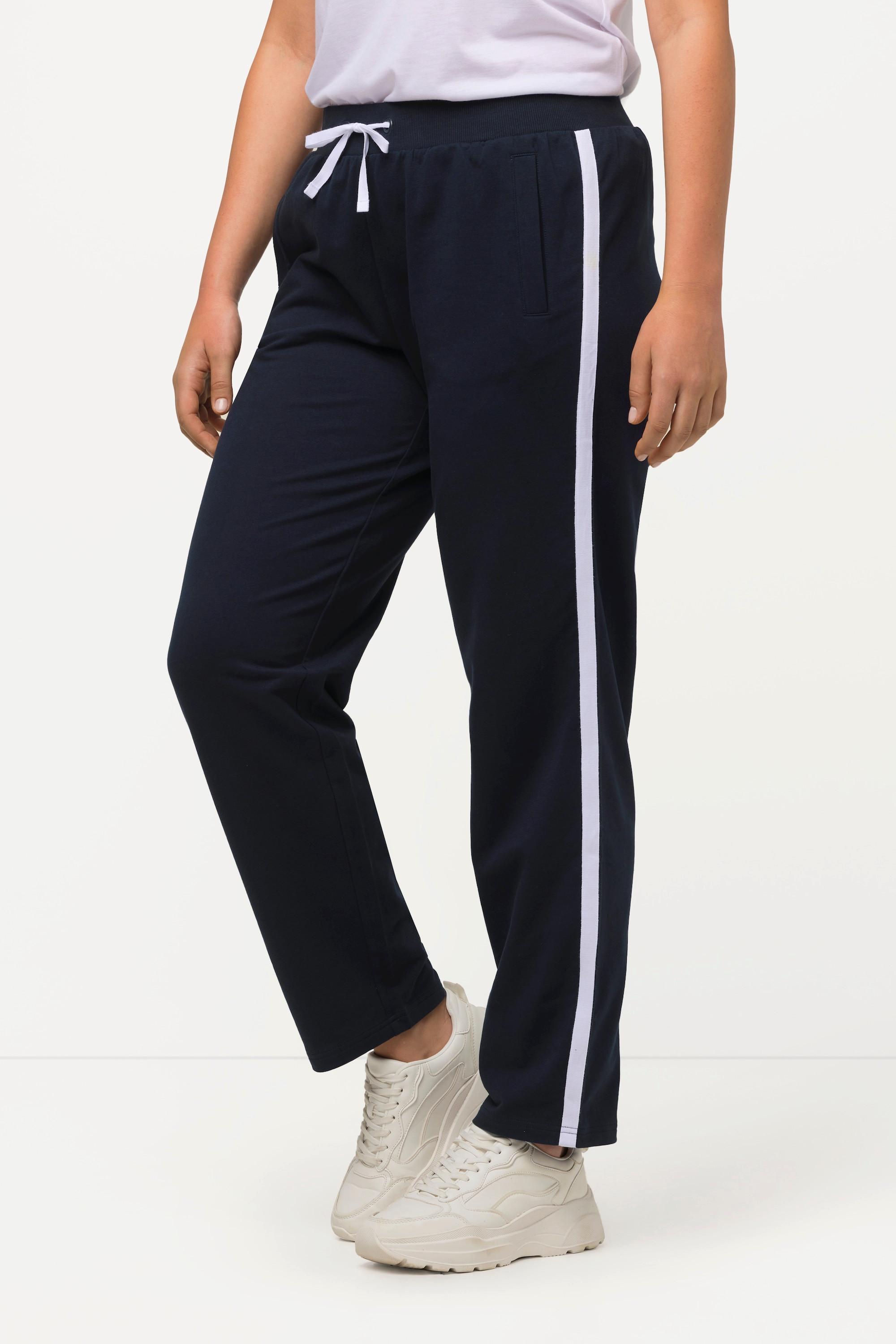 Ulla Popken  Pantalon de jogging à taille élastique et bande fantaisie le long de la jambe 