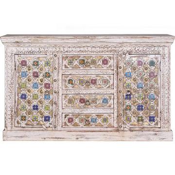 Credenza Bakhra mango vintage bianco 150