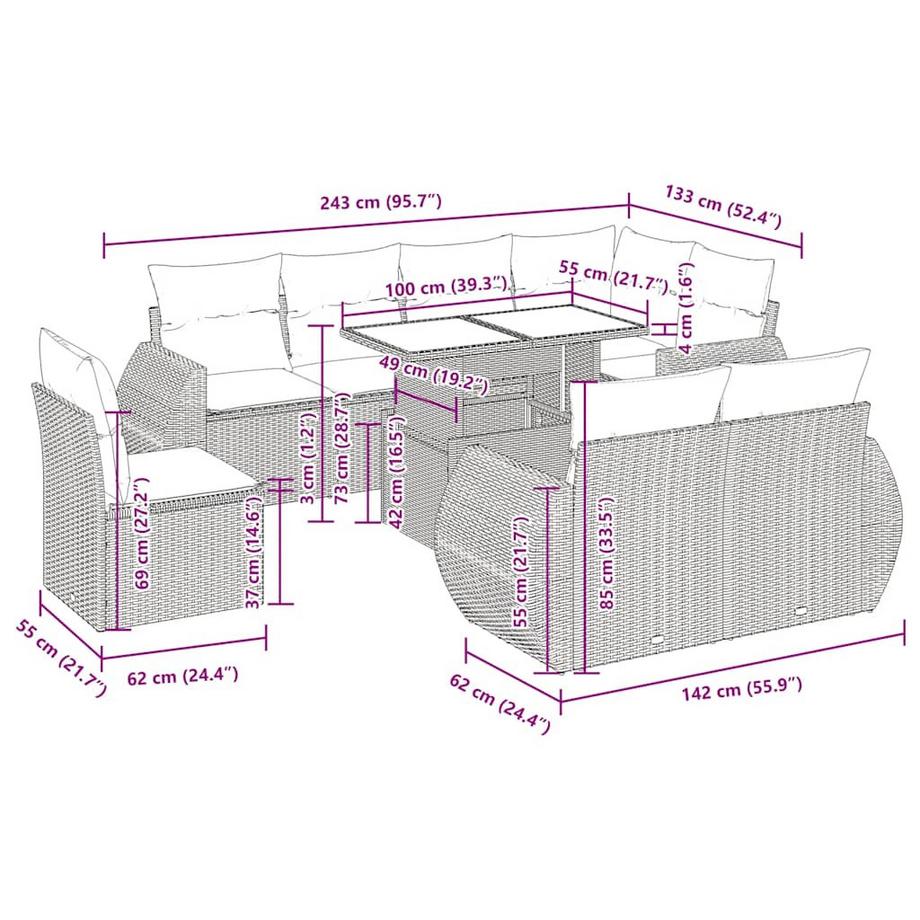 VidaXL Garten sofagarnitur poly-rattan  