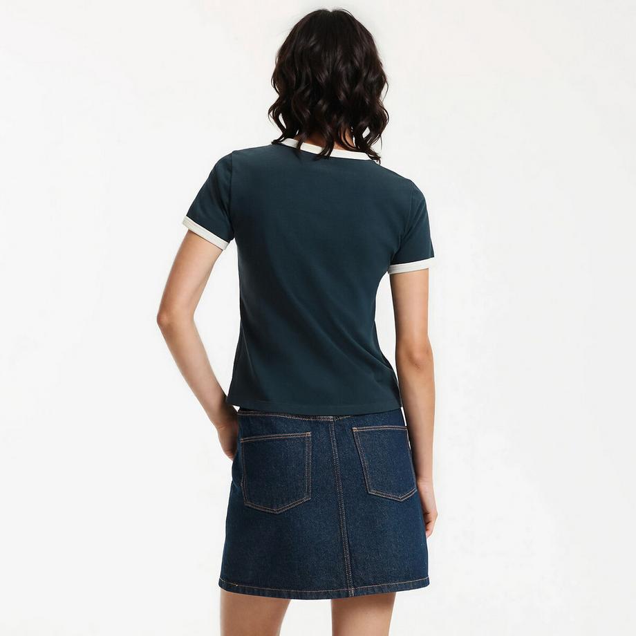 La Redoute Collections T-Shirt Girocollo Maniche Corte con Bordi a Contrasto  