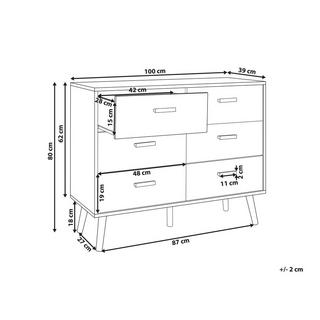Beliani Commode à 6 tiroirs en MDF Scandinave NEWARK III  