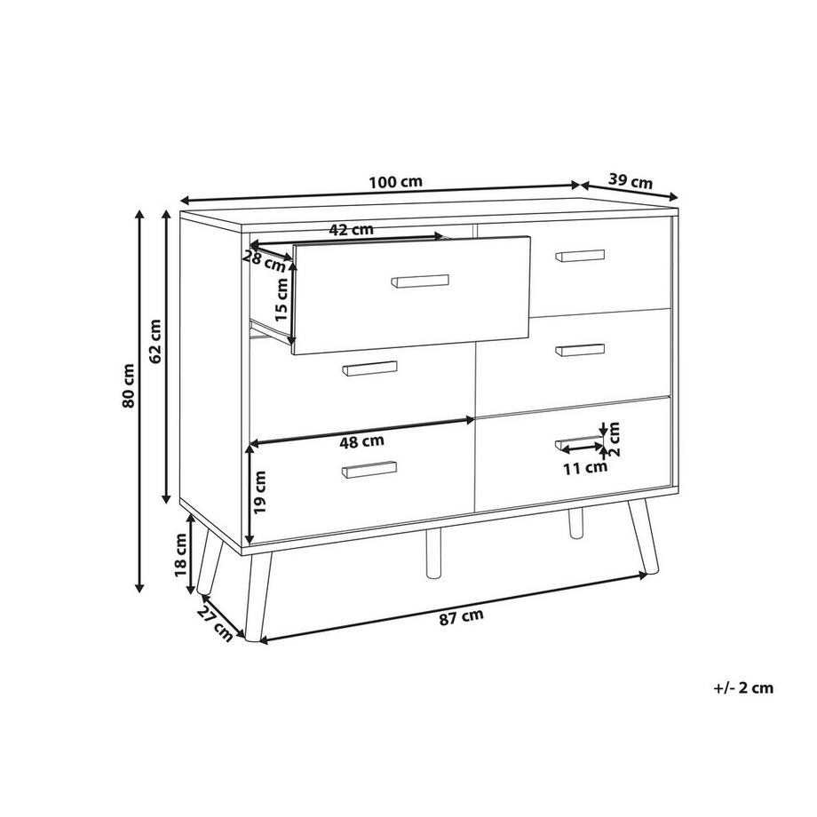 Beliani Commode à 6 tiroirs en MDF Scandinave NEWARK  