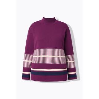 Ulla Popken Maglione a righe con collo alto e maniche lunghe  