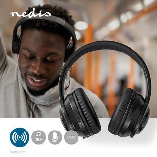 Nedis  Cuffie over-ear wireless | Life della batteria massima: 16 ore | Microfono inviso | Tocca Control | Riduzione del rumore | Supporto di controllo vocale | Controllo del volume | Valigia inclusa 