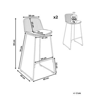 Beliani Set mit 2 Barstühlen aus Stahl Glamourös PENSACOLA  