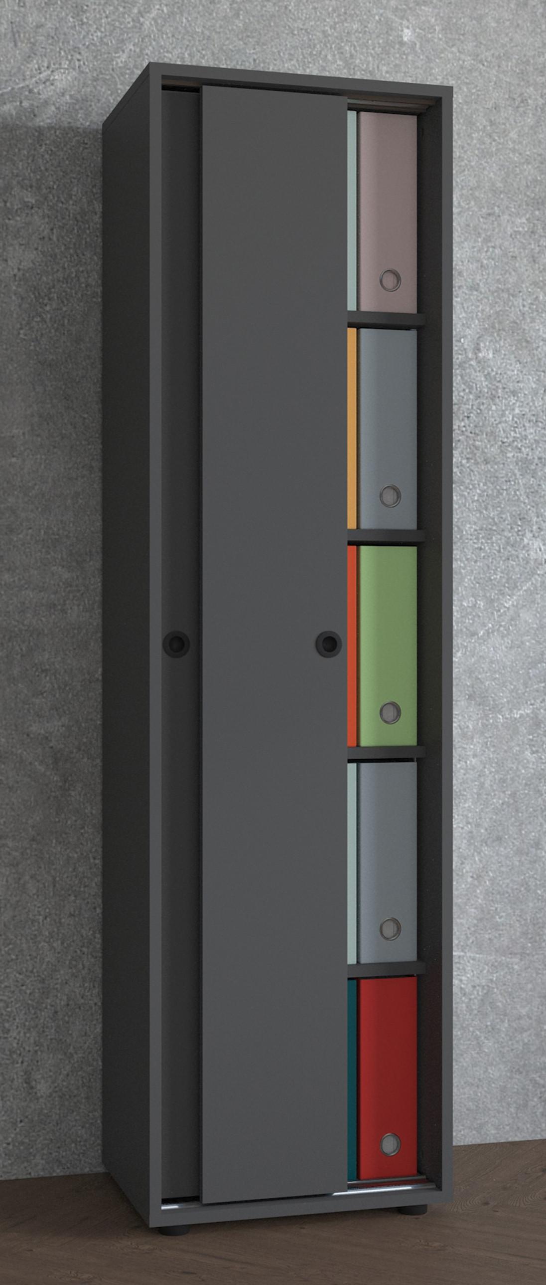 VCM Büroschrank mit 5 Fächern | moderner Aktenschrank mit Schiebetüren | Maße ca. H. 168 x B. 49 x T. 38 cm – Ulas 5-Fach  