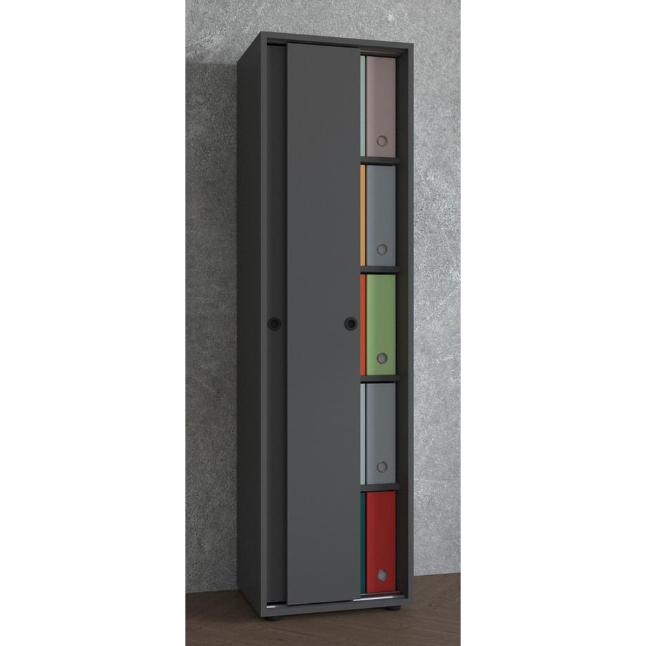 VCM Büroschrank mit 5 Fächern | moderner Aktenschrank mit Schiebetüren | Maße ca. H. 168 x B. 49 x T. 38 cm – Ulas 5-Fach  