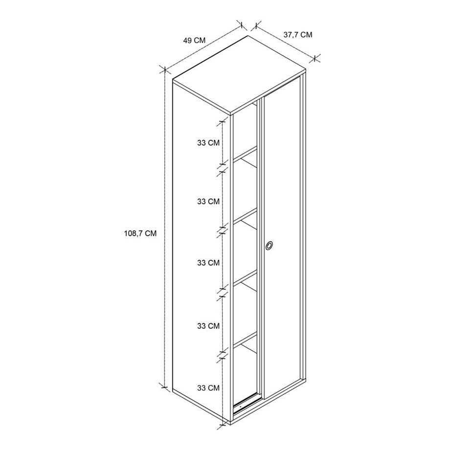 VCM Büroschrank mit 5 Fächern | moderner Aktenschrank mit Schiebetüren | Maße ca. H. 168 x B. 49 x T. 38 cm – Ulas 5-Fach  