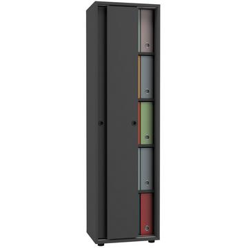Büroschrank mit 5 Fächern | moderner Aktenschrank mit Schiebetüren | Maße ca. H. 168 x B. 49 x T. 38 cm – Ulas 5-Fach