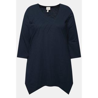 Ulla Popken  Shirt, A-Linie, V-Ausschnitt, 3/4-Arm, Biobaumwolle 