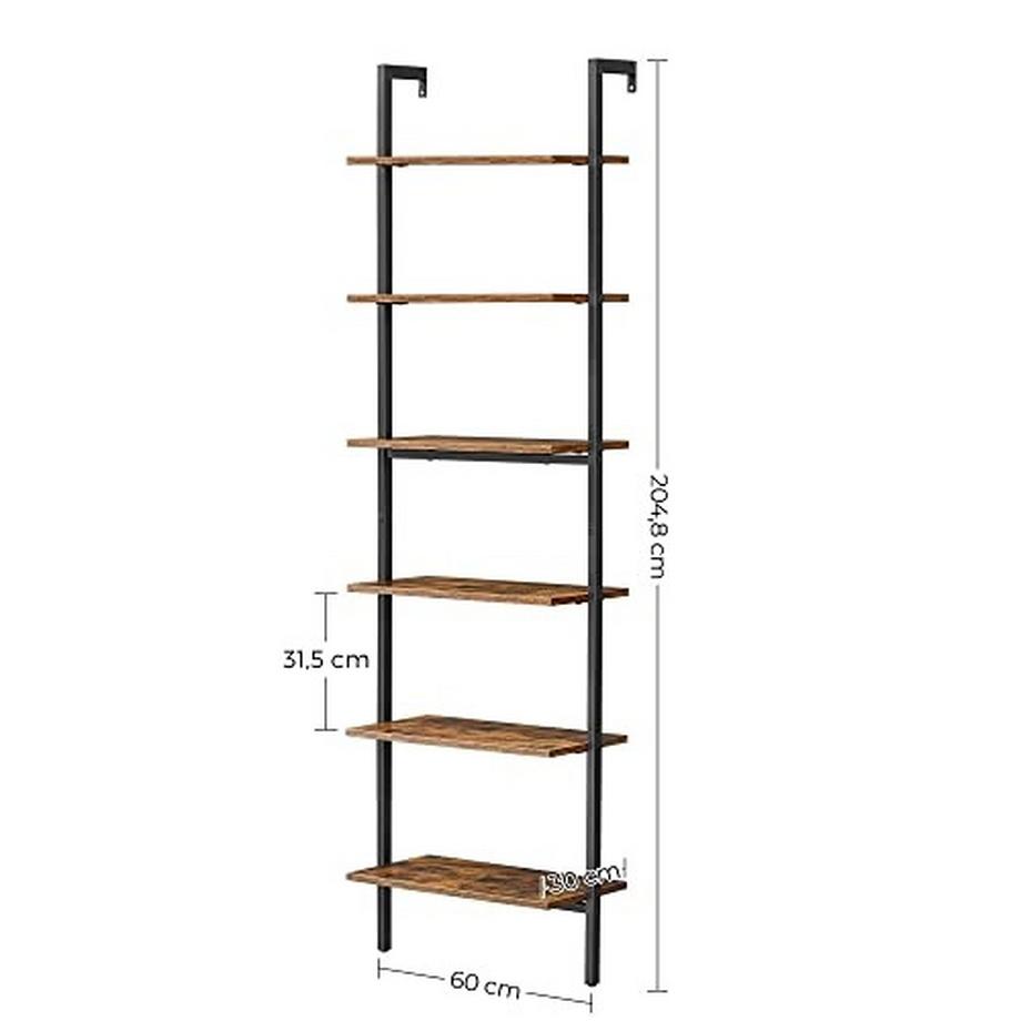 Pricenet  Étagère échelle rustique à 6 niveaux avec cadre en acier pour le salon 