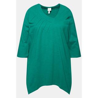 Ulla Popken  Shirt, A-Linie, V-Ausschnitt, 3/4-Arm, Biobaumwolle 