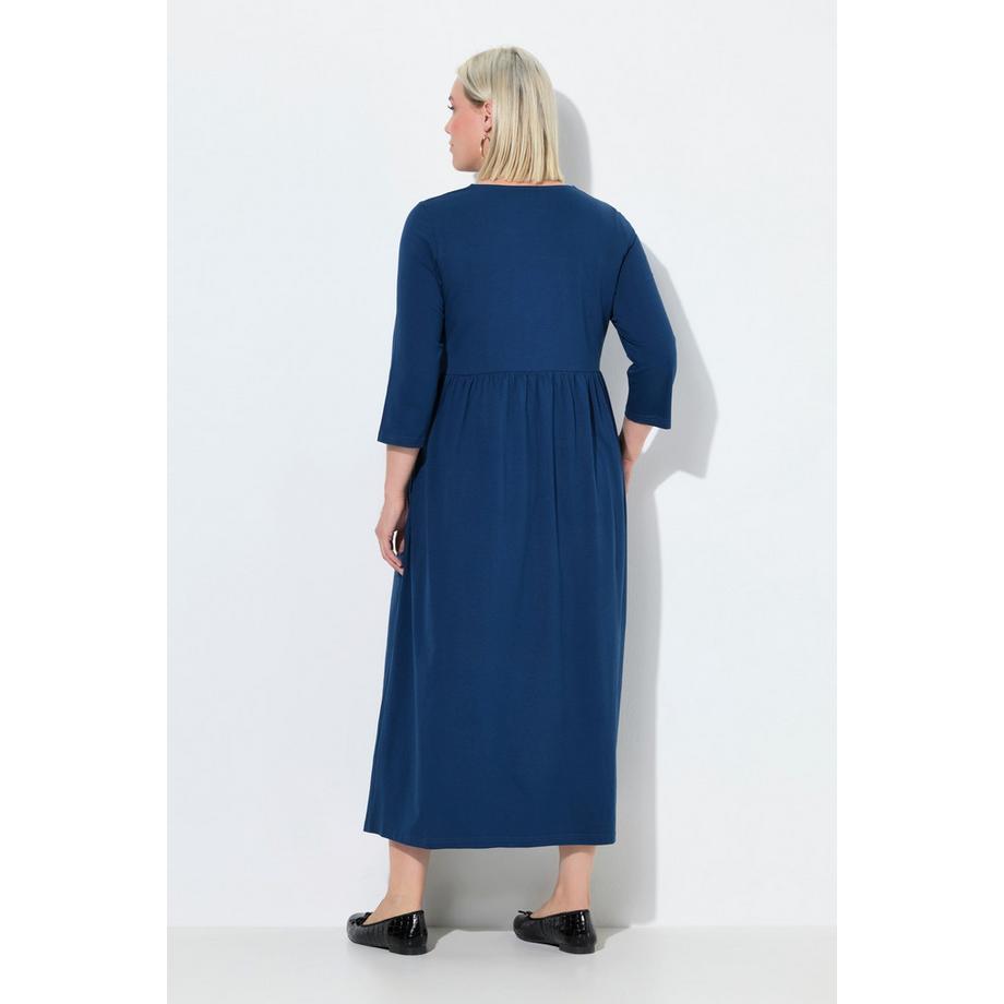 Ulla Popken Jerseykleid A-Linie Carrée-Ausschnitt 3/4-Arm  