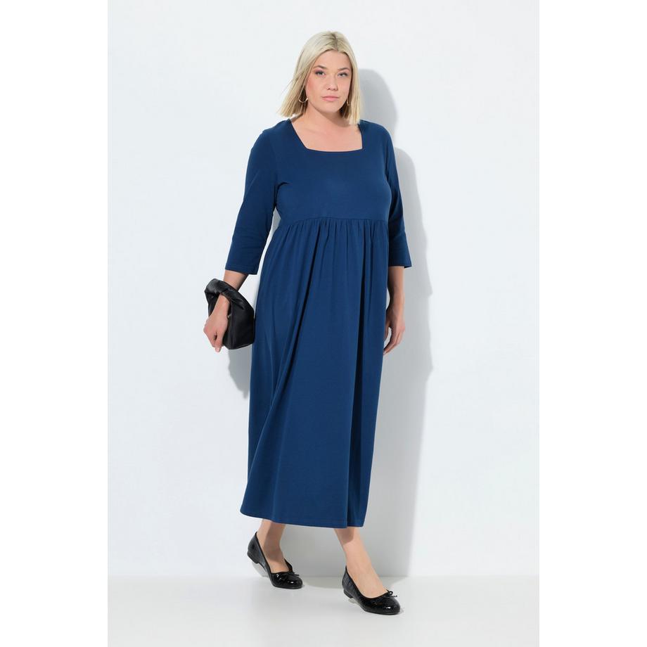 Ulla Popken Jerseykleid A-Linie Carrée-Ausschnitt 3/4-Arm  