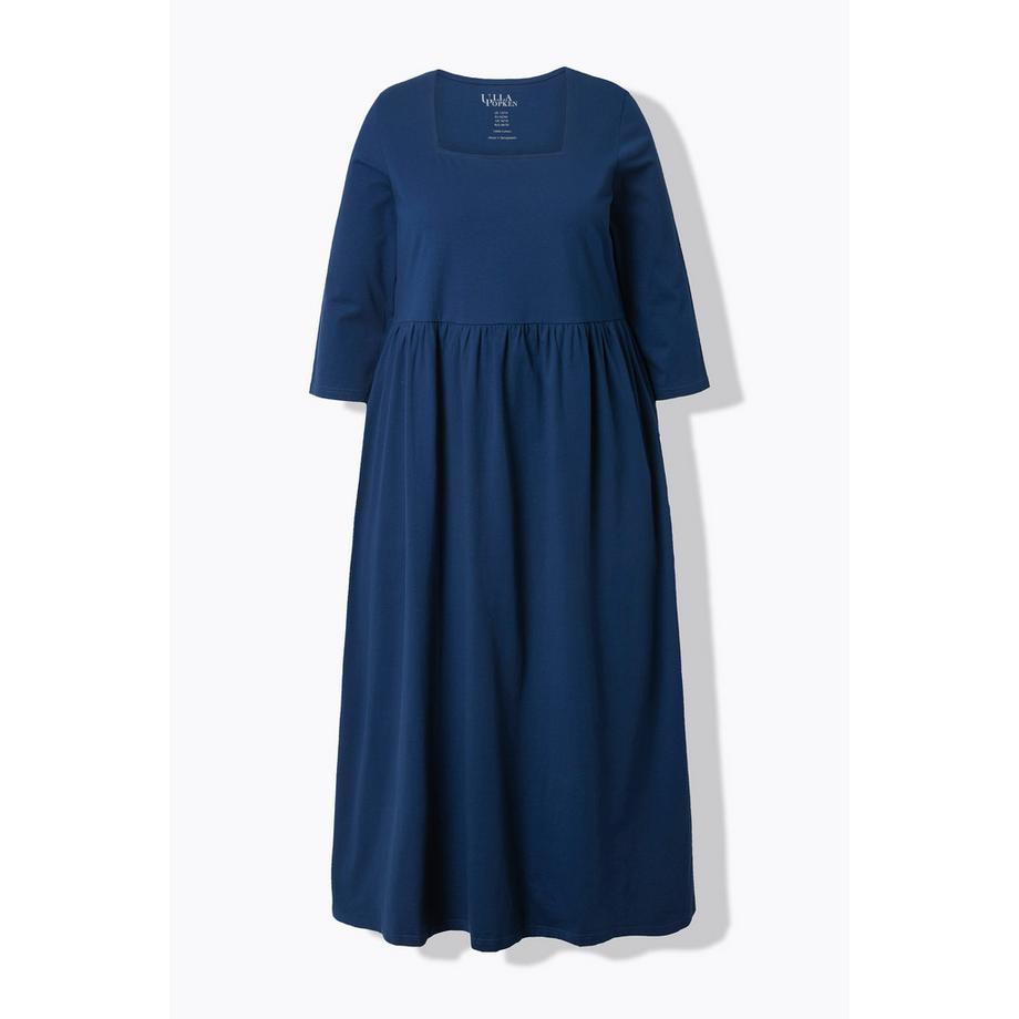 Ulla Popken Jerseykleid A-Linie Carrée-Ausschnitt 3/4-Arm  