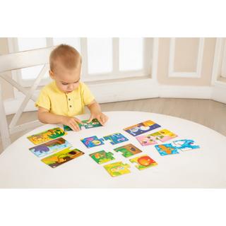 Montessori  Double puzzle - La maison de qui? avec 10 images, 20 pcs 