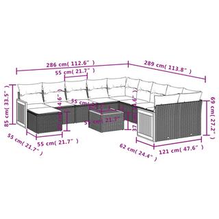 VidaXL Ensemble de canapés de jardin rotin synthétique  