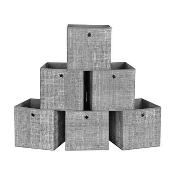 Lotto 6 cubi pieghevoli grigio in tessuto non tessuto