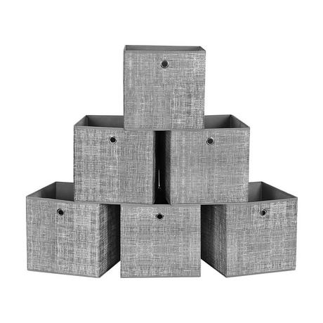 Calicosy Lotto 6 cubi pieghevoli grigio in tessuto non tessuto  