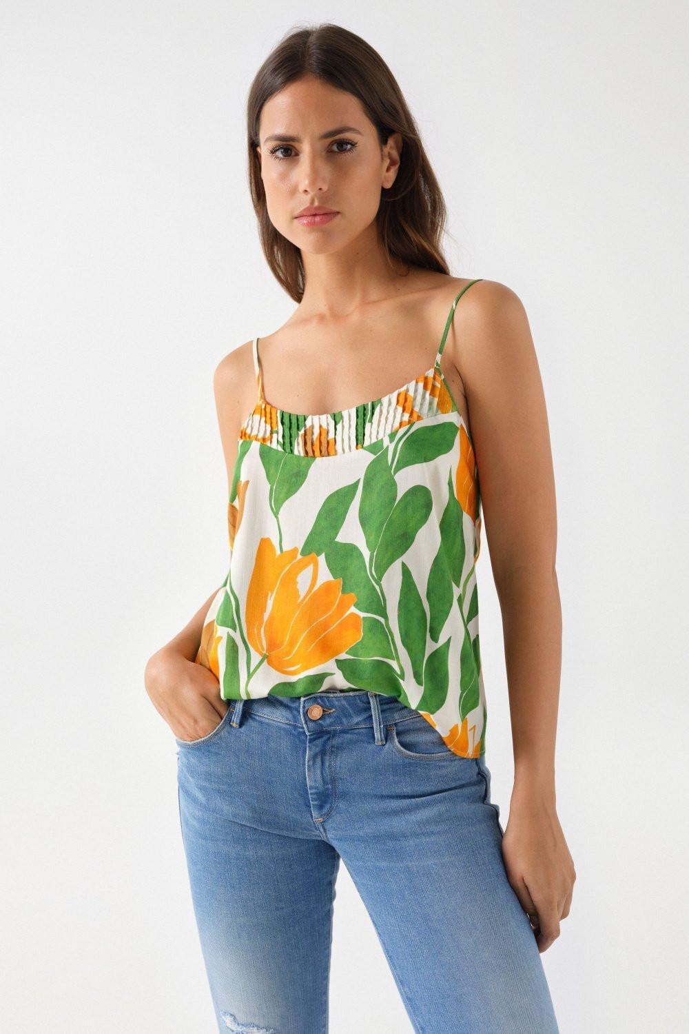 Salsa  Tops Pleat Detail Sleeveless Top 