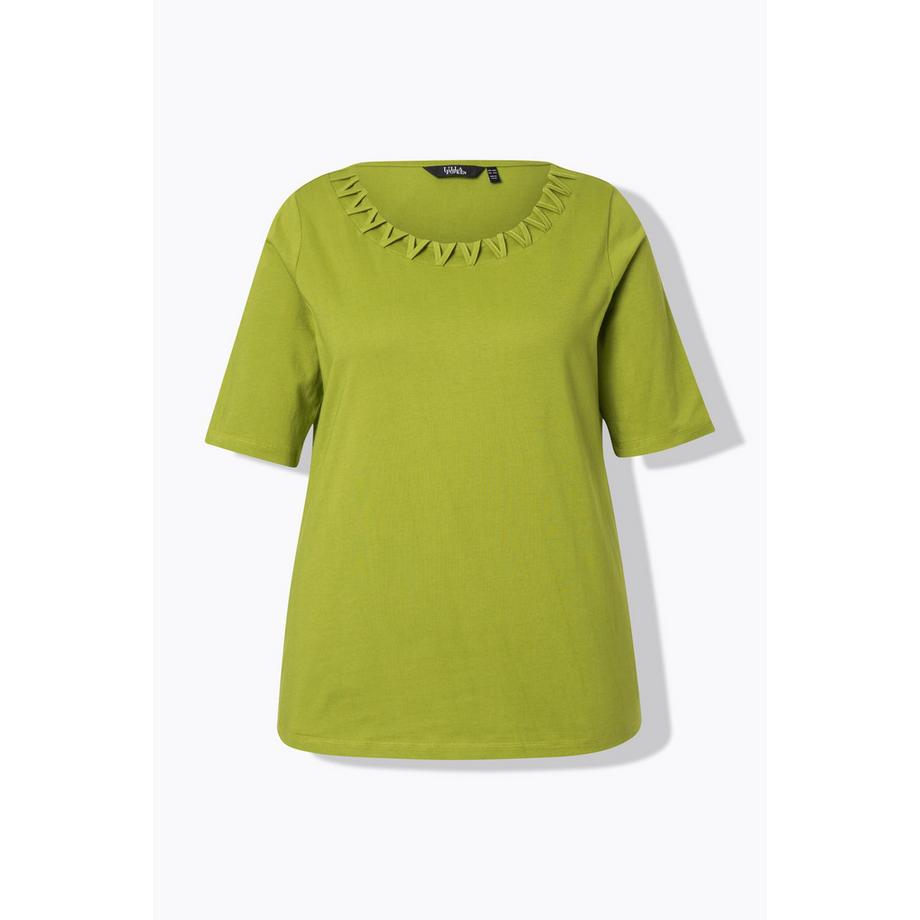 Ulla Popken T-shirt Bordure Tressée Col Rond Manches Courtes  