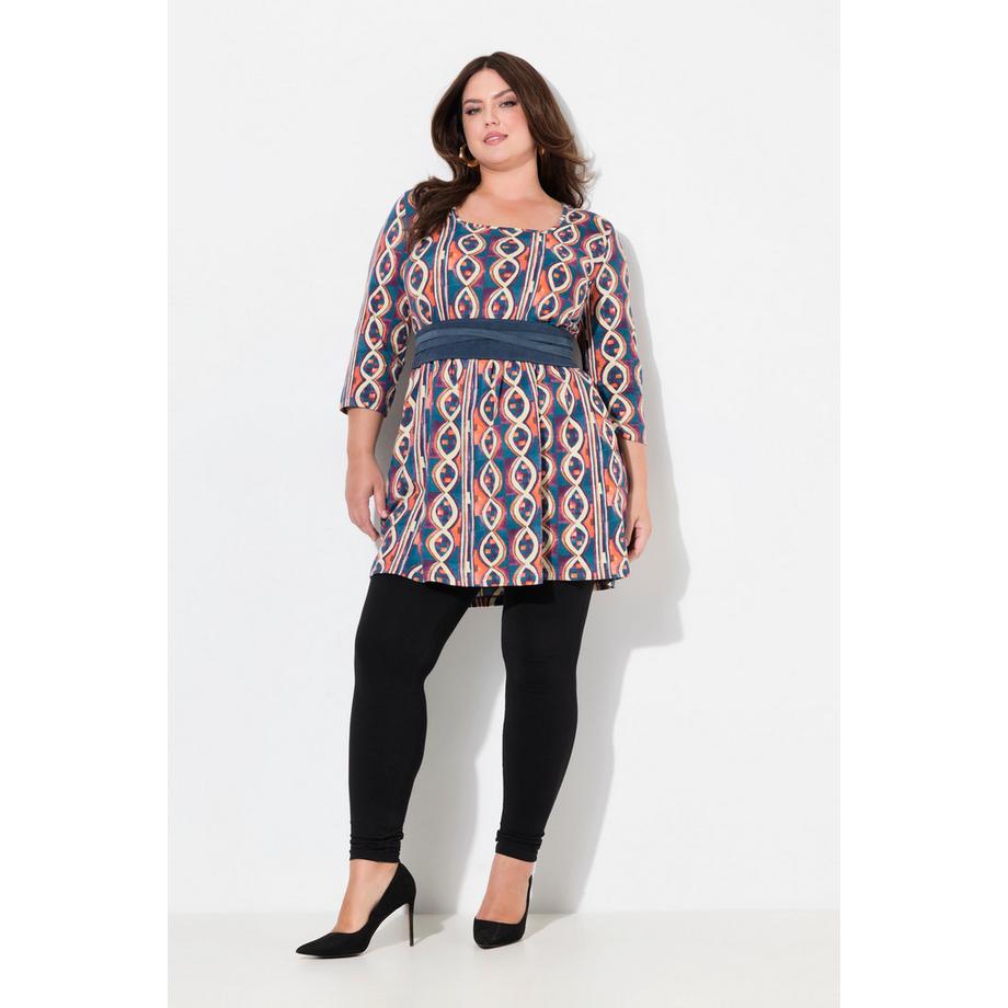 Ulla Popken Bedrucktes A-Linien Longshirt mit 3/4-Ärmeln  