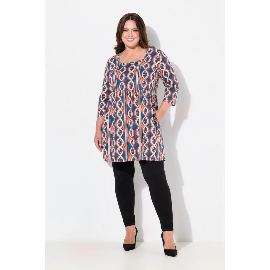 Ulla Popken Bedrucktes A-Linien Longshirt mit 3/4-Ärmeln  