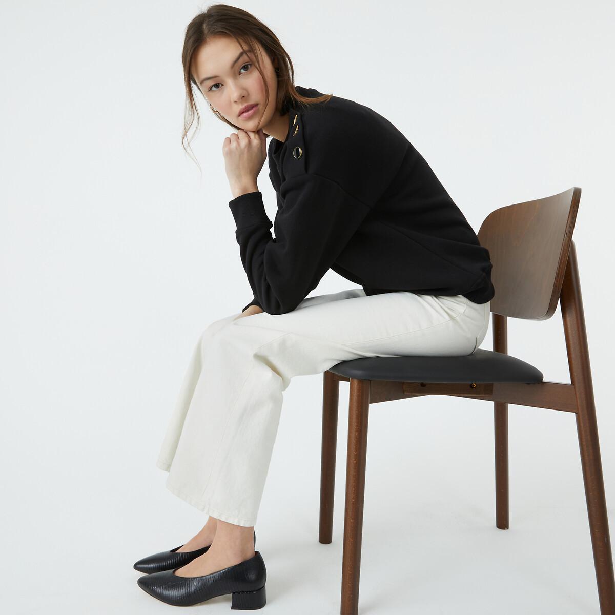 La Redoute Collections Rundhals Sweatshirt mit Schulterknöpfen  