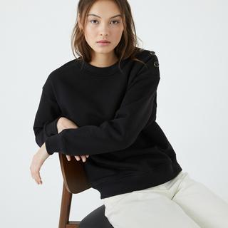 La Redoute Collections Rundhals Sweatshirt mit Schulterknöpfen  