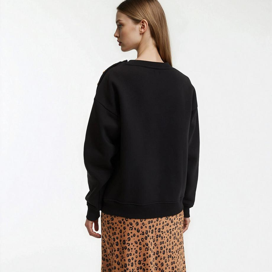 La Redoute Collections Sweat Col Rond avec Boutons Épaule  