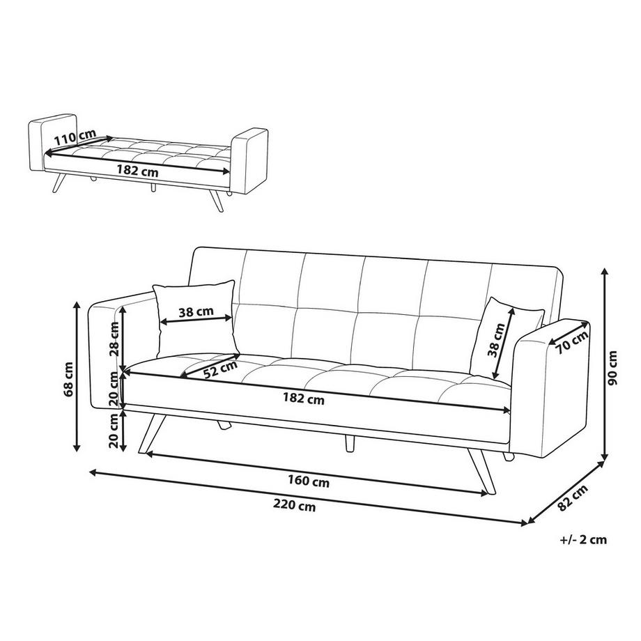 Beliani Canapé 3 places en Tissu Traditionnel HJULBY  