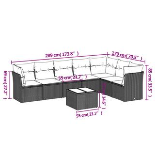 VidaXL Ensemble de canapés de jardin rotin synthétique  