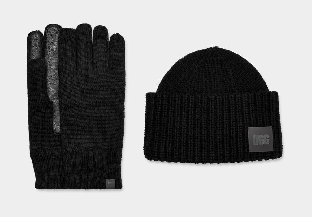 UGG  M KNIT BEANIE AND GLOVE SET-LXL 