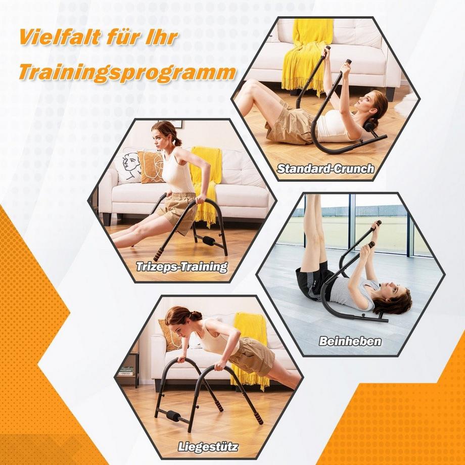 B2X  Trainer per addominali con poggiatesta imbottito, trainer AB pieghevole, trainer per muscoli addominali, dispositivo per l'allenamento addominale, nero 