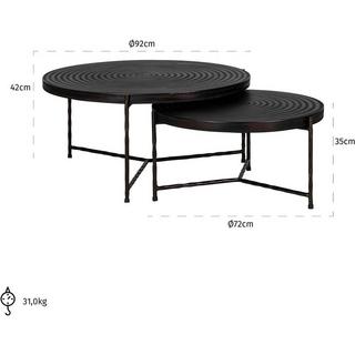 mutoni Table basse Ventana noire 92x92 (lot de 2)  